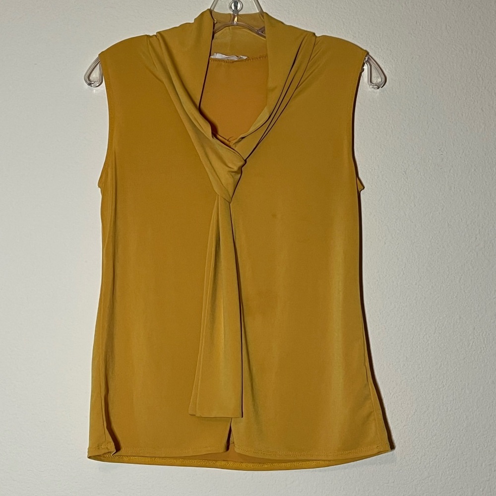 Tiffany & Grey Women’s Yellow Blouse with Tie Accent Women’s Size Petite Medium